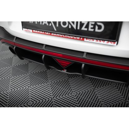 Maxton Design "Street Pro" difuzor zadního nárazníku pro Hyundai i30 N Mk3, černý lesklý plast ABS, Fastback, s červenou linkou