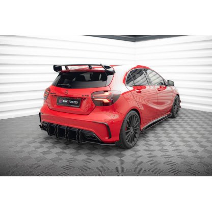 Maxton Design "Street Pro" difuzor zadního nárazníku pro Mercedes třída A W176 Facelift A45 AMG, plast ABS bez povrchové úpravy, s červenou linkou