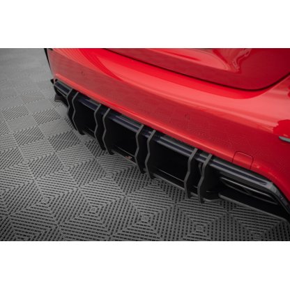Maxton Design "Street Pro" difuzor zadního nárazníku pro Mercedes třída A W176 Facelift A45 AMG, plast ABS bez povrchové úpravy, s červenou linkou
