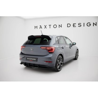 Maxton Design "Street Pro" difuzor zadního nárazníku pro Volkswagen Polo GTI Mk6 Facelift, plast ABS bez povrchové úpravy, s černou a červenou linkou