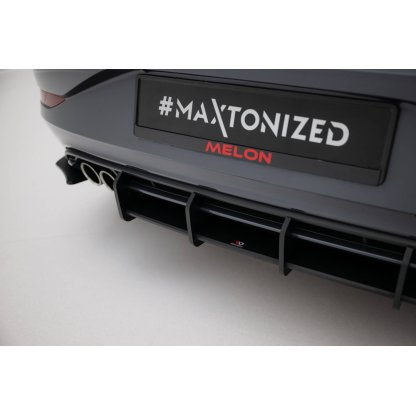 Maxton Design "Street Pro" difuzor zadního nárazníku pro Volkswagen Polo GTI Mk6 Facelift, plast ABS bez povrchové úpravy, s černou a červenou linkou