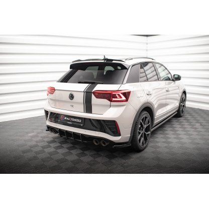 Maxton Design "Street Pro" difuzor zadního nárazníku pro Volkswagen T-roc R Mk1 Facelift, plast ABS bez povrchové úpravy, s černou a červenou linkou