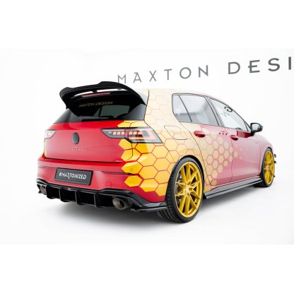 Maxton Design "Street Pro" difuzor zadního nárazníku v.1 pro Volkswagen Golf GTI Mk8 Facelift, černý lesklý plast ABS, Clubsport, s červenou linkou