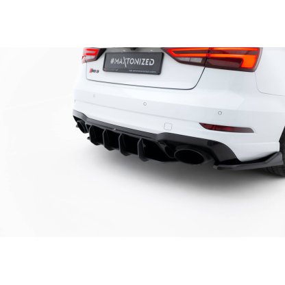 Maxton Design "Street Pro" difuzor zadního nárazníku v.2 pro Audi RS3 8V FL, plast ABS bez povrchové úpravy, Sedan, s červenou linkou