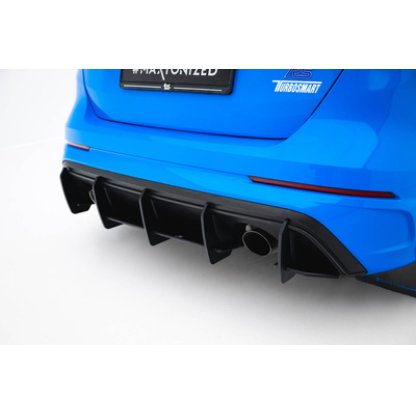 Maxton Design "Street Pro" difuzor zadního nárazníku v.2 pro Ford Focus RS Mk3, plast ABS bez povrchové úpravy, s černou a červenou linkou