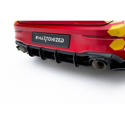 Maxton Design "Street Pro" difuzor zadního nárazníku v.2 pro Volkswagen Golf GTI Mk8 Facelift, plast ABS bez povrchové úpravy, Clubsport, s červenou linkou