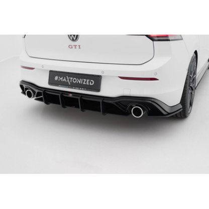 Maxton Design "Street Pro" difuzor zadního nárazníku v.3 pro Volkswagen Golf GTI Mk8, Mk8 Facelift, plast ABS bez povrchové úpravy, s červenou linkou