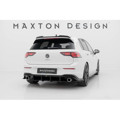 Maxton Design "Street Pro" difuzor zadního nárazníku v.4 pro Volkswagen Golf GTI Mk8, Mk8 Facelift, plast ABS bez povrchové úpravy, s černou a červenou linkou