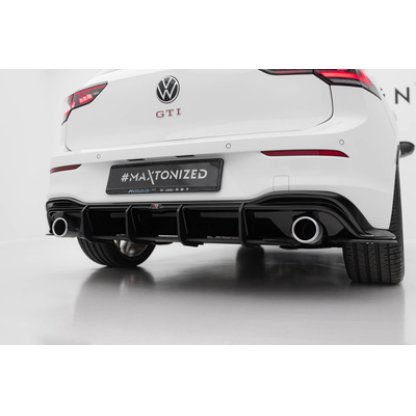 Maxton Design "Street Pro" difuzor zadního nárazníku v.4 pro Volkswagen Golf GTI Mk8, Mk8 Facelift, plast ABS bez povrchové úpravy, s černou a červenou linkou