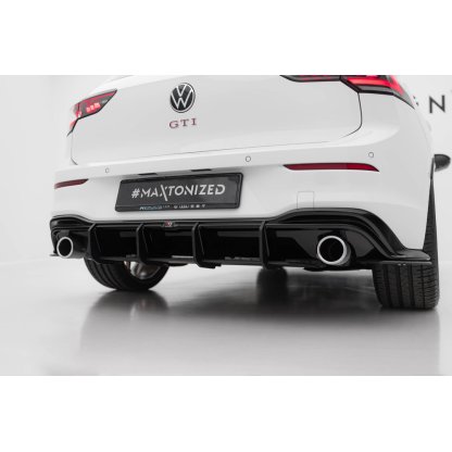 Maxton Design "Street Pro" difuzor zadního nárazníku v.4 pro Volkswagen Golf GTI Mk8, Mk8 Facelift, plast ABS bez povrchové úpravy, s červenou linkou