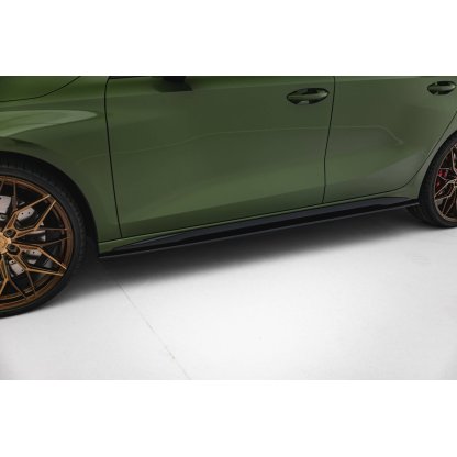 Maxton Design "Street Pro" difuzory pod boční prahy pro Audi A3 8Y Facelift, plast ABS bez povrchové úpravy, S-Line / S-Line Sedan, s černou a červenou linkou