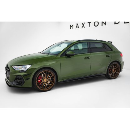 Maxton Design "Street Pro" difuzory pod boční prahy pro Audi A3 8Y Facelift, plast ABS bez povrchové úpravy, S-Line / S-Line Sedan, s černou a červenou linkou