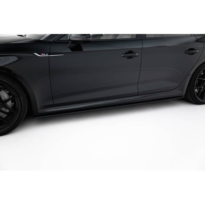 Maxton Design "Street Pro" difuzory pod boční prahy pro Audi RS5 F5, plast ABS bez povrchové úpravy, Sportback, s černou a červenou linkou