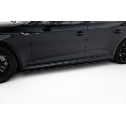 Maxton Design "Street Pro" difuzory pod boční prahy pro Audi RS5 F5, plast ABS bez povrchové úpravy, Sportback, s černou a červenou linkou