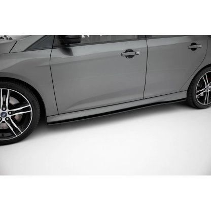 Maxton Design "Street Pro" difuzory pod boční prahy pro Ford Focus ST Mk3 Facelift, plast ABS bez povrchové úpravy, s červenou linkou