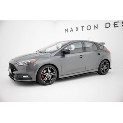 Maxton Design "Street Pro" difuzory pod boční prahy pro Ford Focus ST Mk3 Facelift, plast ABS bez povrchové úpravy, s červenou linkou