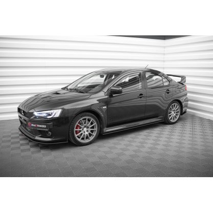 Maxton Design "Street Pro" difuzory pod boční prahy pro Mitsubishi Lancer Evo Mk10, plast ABS bez povrchové úpravy, s černou a červenou linkou