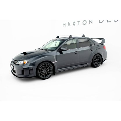 Maxton Design "Street Pro" difuzory pod boční prahy pro Subaru Impreza WRX STi Mk3 Facelift, plast ABS bez povrchové úpravy, s černou a červenou linkou