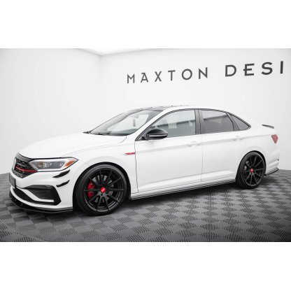 Maxton Design "Street Pro" difuzory pod boční prahy pro Volkswagen Jetta Mk7 GLI, plast ABS bez povrchové úpravy, s černou a červenou linkou