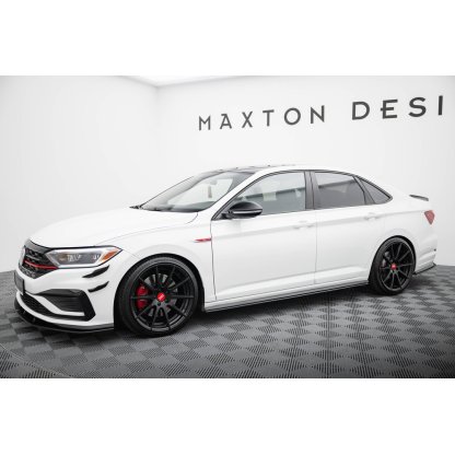 Maxton Design "Street Pro" difuzory pod boční prahy pro Volkswagen Jetta Mk7 GLI, plast ABS bez povrchové úpravy, s černou a červenou linkou
