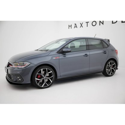 Maxton Design "Street Pro" difuzory pod boční prahy pro Volkswagen Polo GTI Mk6 Facelift, plast ABS bez povrchové úpravy, s černou a červenou linkou