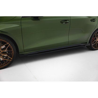 Maxton Design "Street Pro" difuzory pod boční prahy s křidélky pro Audi A3 8Y Facelift, plast ABS bez povrchové úpravy, S-Line / S-Line Sedan, s černou a červenou linkou
