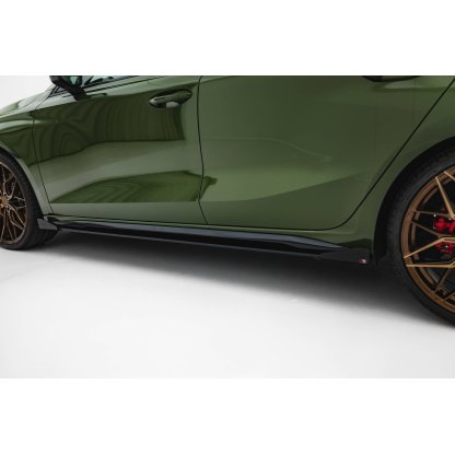 Maxton Design "Street Pro" difuzory pod boční prahy s křidélky pro Audi A3 8Y Facelift, plast ABS bez povrchové úpravy, S-Line / S-Line Sedan, s černou a červenou linkou