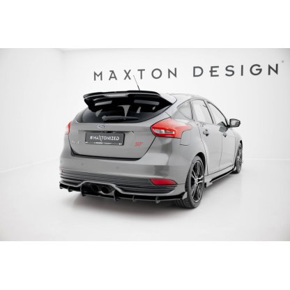 Maxton Design ''Street Pro'' difuzory pod boční prahy s křidélky pro Ford Focus ST Mk3 Facelift, plast ABS bez povrchové úpravy, s černou linkou
