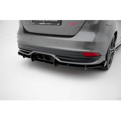 Maxton Design ''Street Pro'' difuzory pod boční prahy s křidélky pro Ford Focus ST Mk3 Facelift, plast ABS bez povrchové úpravy, s černou linkou