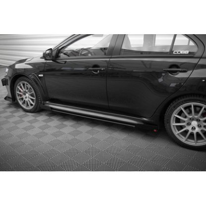 Maxton Design "Street Pro" difuzory pod boční prahy s křidélky pro Mitsubishi Lancer Evo Mk10, plast ABS bez povrchové úpravy