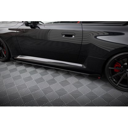 Maxton Design "Street Pro" difuzory pod boční prahy s křidélky ver.1 pro BMW M2 G87, plast ABS bez povrchové úpravy, s červenou linkou