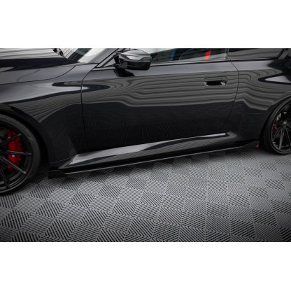 Maxton Design "Street Pro" difuzory pod boční prahy s křidélky ver.1 pro BMW M2 G87, plast ABS bez povrchové úpravy, s červenou linkou