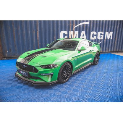 Maxton Design "Street Pro" difuzory pod boční prahy ver.1 pro Ford Mustang MK6 GT Facelift, plast ABS bez povrchové úpravy, s červenou linkou