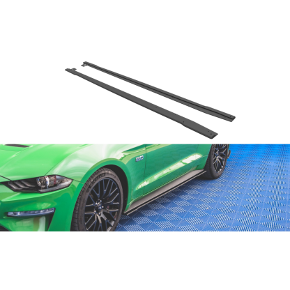 Maxton Design "Street Pro" difuzory pod boční prahy ver.1 pro Ford Mustang MK6 GT Facelift, plast ABS bez povrchové úpravy, s červenou linkou