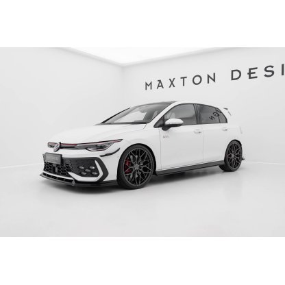 Maxton Design "Street Pro" difuzory pod boční prahy ver.2 pro Volkswagen Golf GTI Mk8 Facelift, plast ABS bez povrchové úpravy, vč. Clubsport, s černou a červenou linkou