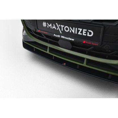 Maxton Design "Street Pro" spoiler pod přední nárazník pro Audi A3 8Y Facelift, plast ABS bez povrchové úpravy, S-Line / S-Line Sedan, s černou a červenou linkou