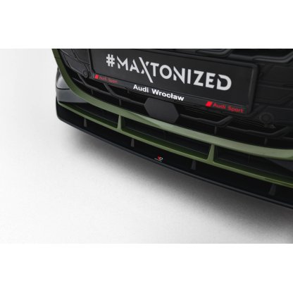 Maxton Design "Street Pro" spoiler pod přední nárazník pro Audi A3 8Y Facelift, plast ABS bez povrchové úpravy, S-Line / S-Line Sedan, s černou a červenou linkou