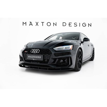 Maxton Design "Street Pro" spoiler pod přední nárazník pro Audi RS5 F5, plast ABS bez povrchové úpravy, Coupe / Sportback, s černou a červenou linkou