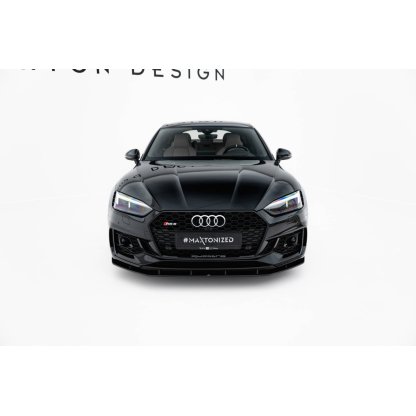 Maxton Design "Street Pro" spoiler pod přední nárazník pro Audi RS5 F5, plast ABS bez povrchové úpravy, Coupe / Sportback, s černou a červenou linkou