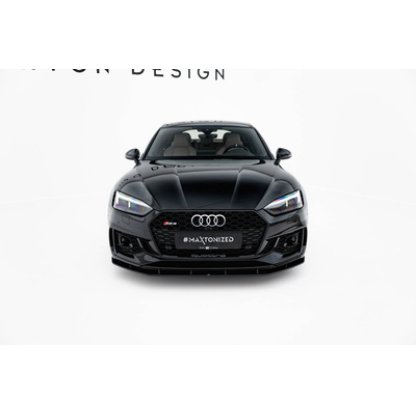 Maxton Design "Street Pro" spoiler pod přední nárazník pro Audi RS5 F5, plast ABS bez povrchové úpravy, Coupe / Sportback, s černou a červenou linkou