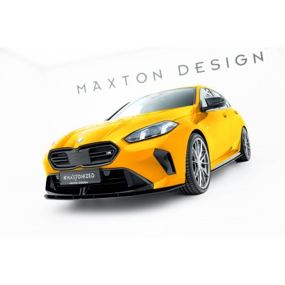Maxton Design "Street Pro" spoiler pod přední nárazník pro BMW řada 1 F70, plast ABS bez povrchové úpravy, M-Pack, s černou a červenou linkou
