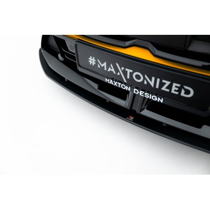 Maxton Design "Street Pro" spoiler pod přední nárazník pro BMW řada 1 F70, plast ABS bez povrchové úpravy, M-Pack, s černou a červenou linkou