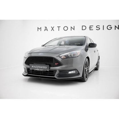 Maxton Design "Street Pro" spoiler pod přední nárazník pro Ford Focus ST Mk3 Facelift, plast ABS bez povrchové úpravy, s červenou linkou