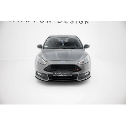 Maxton Design "Street Pro" spoiler pod přední nárazník pro Ford Focus ST Mk3 Facelift, plast ABS bez povrchové úpravy, s červenou linkou