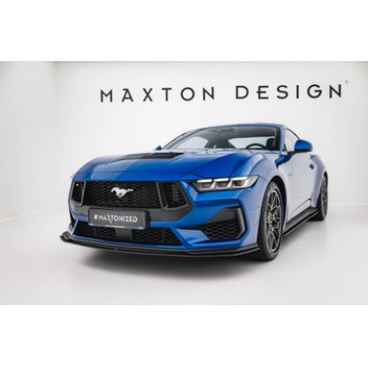 Maxton Design "Street Pro" spoiler pod přední nárazník pro Ford Mustang Mk7 GT, plast ABS bez povrchové úpravy, s černou a červenou linkou