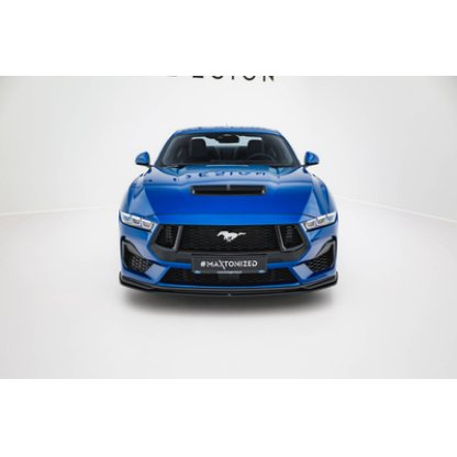 Maxton Design "Street Pro" spoiler pod přední nárazník pro Ford Mustang Mk7 GT, plast ABS bez povrchové úpravy, s černou a červenou linkou