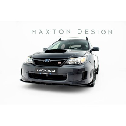 Maxton Design "Street Pro" spoiler pod přední nárazník pro Subaru Impreza WRX STi Mk3 Facelift, plast ABS bez povrchové úpravy, s černou a červenou linkou