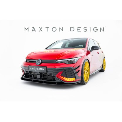 Maxton Design "Street Pro" spoiler pod přední nárazník pro Volkswagen Golf GTI Mk8 Facelift, plast ABS bez povrchové úpravy, Clubsport, s černou a červenou linkou
