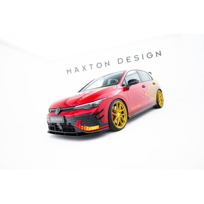 Maxton Design "Street Pro" spoiler pod přední nárazník pro Volkswagen Golf GTI Mk8 Facelift, plast ABS bez povrchové úpravy, Clubsport, s černou a červenou linkou