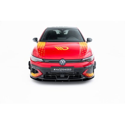Maxton Design "Street Pro" spoiler pod přední nárazník pro Volkswagen Golf GTI Mk8 Facelift, plast ABS bez povrchové úpravy, Clubsport, s černou a červenou linkou